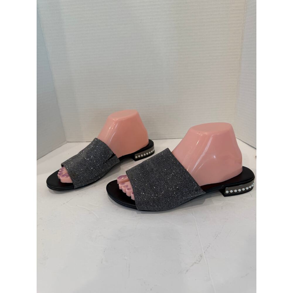 Patrizia by Spring Step Sparkly SlipOn Band Pearl Accent Heel Sandals US 9 EU 40